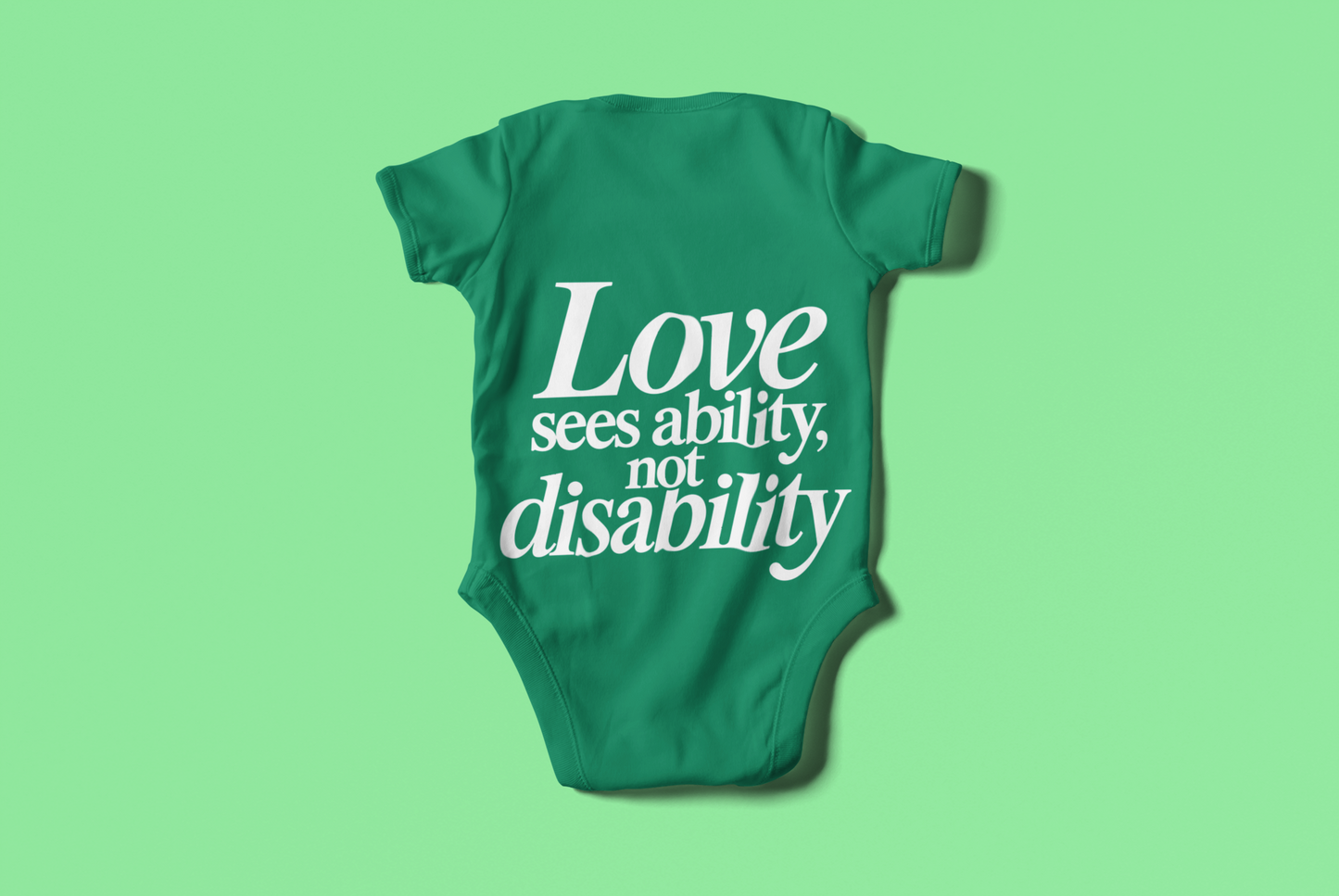 Love sees ability, not disability Baby Bodysuit